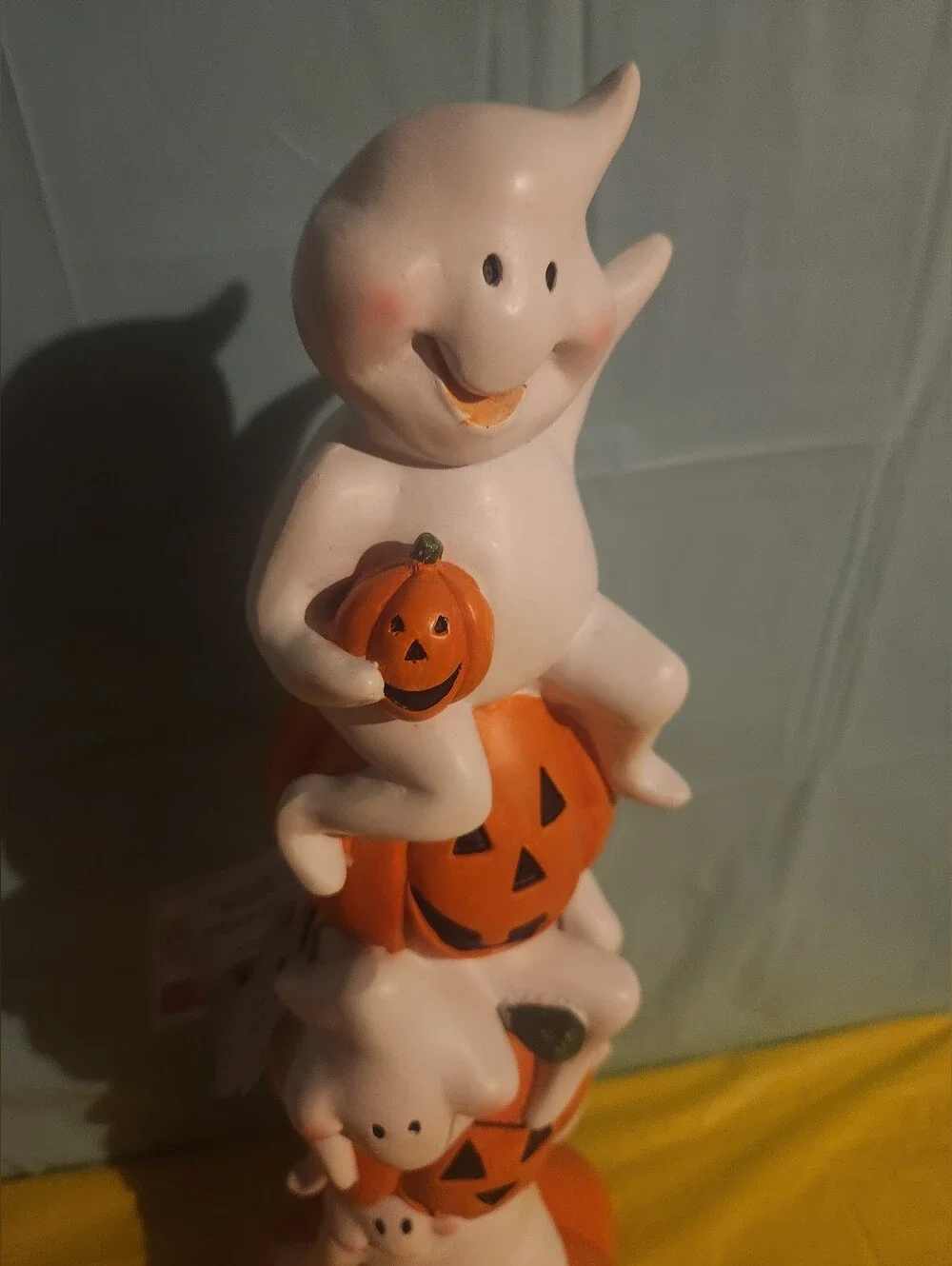 Halloween, Ghost With Pumpkins, Light Up Fun Smiling Ghost Decoration, New W Tag